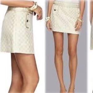 Lilly Pulitzer Tate Skirt Square Jacquard, Cream & Metallic Gold, Size 0